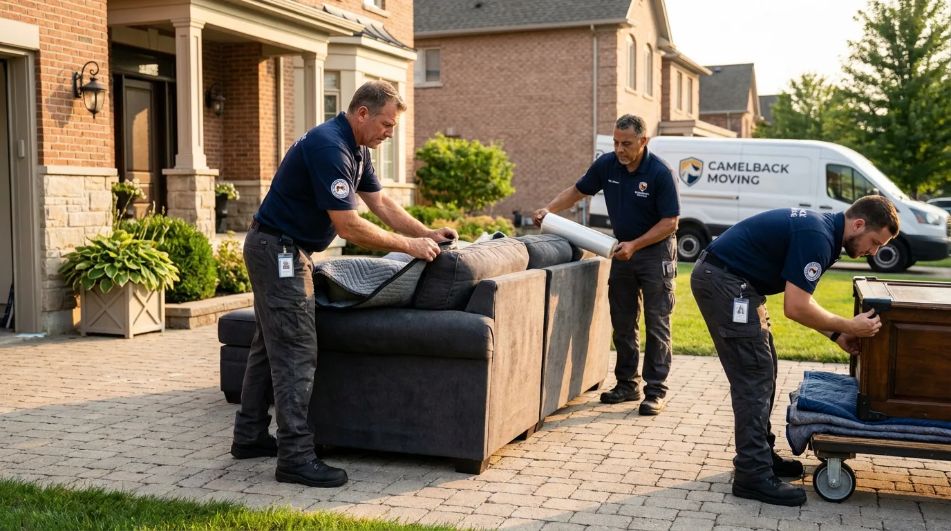 Large estate moving crew wrapping furniture in Gurabo, PR